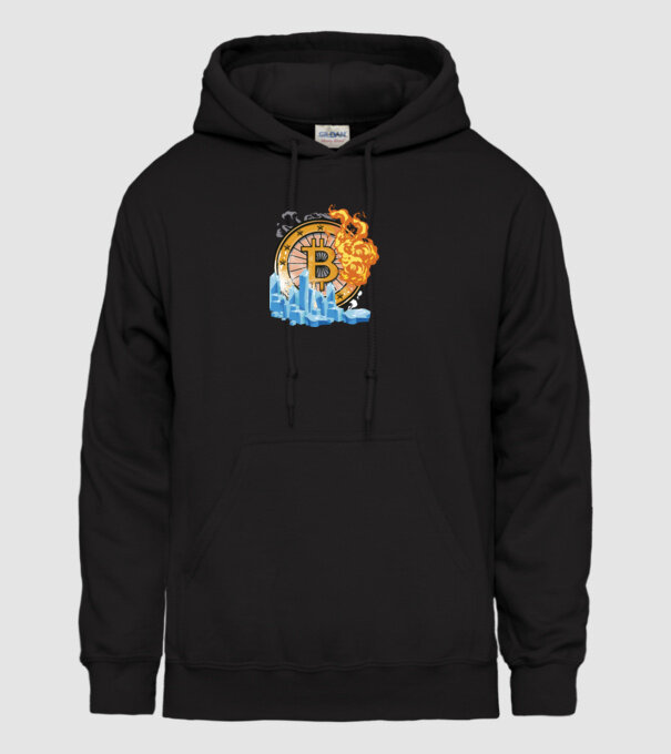 Logo Bitcoin model negru pe tricou