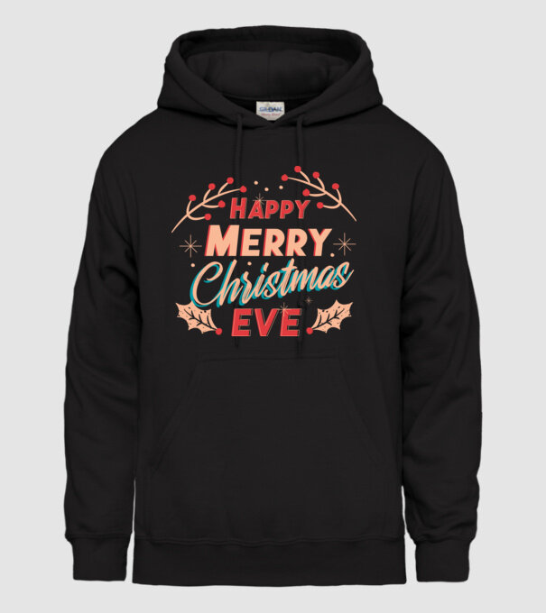 Crăciun Fericit model negru pe tricou