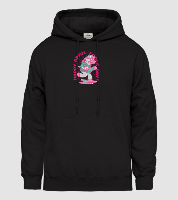 Ziua proștilor Unicorn model negru pe tricou