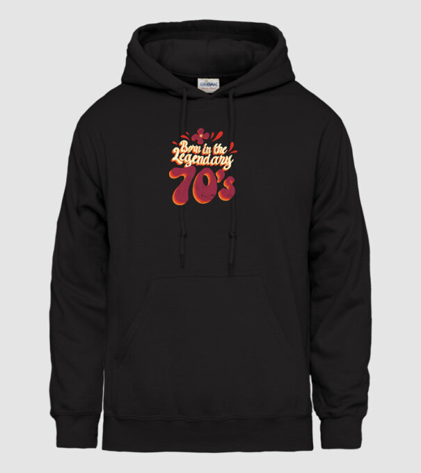'Born in the Legendary 70''s' model negru pe tricou