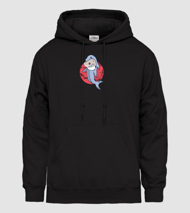 Rechin în costum de delfin model negru pe tricou