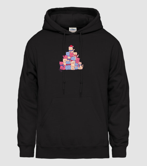 Pom de Crăciun Pisică model negru pe tricou