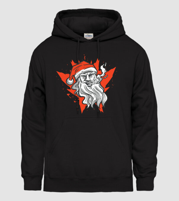 Moș Crăciun Fumător model negru pe tricou