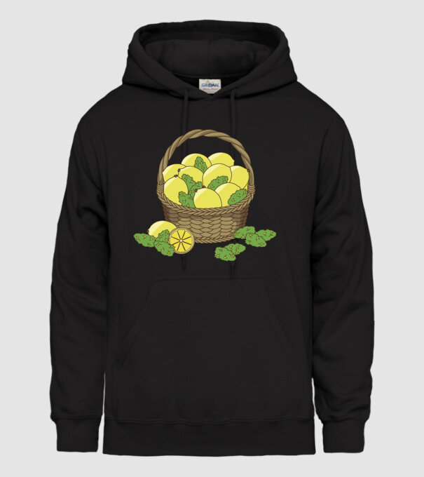 Coș de lămâi model negru pe tricou