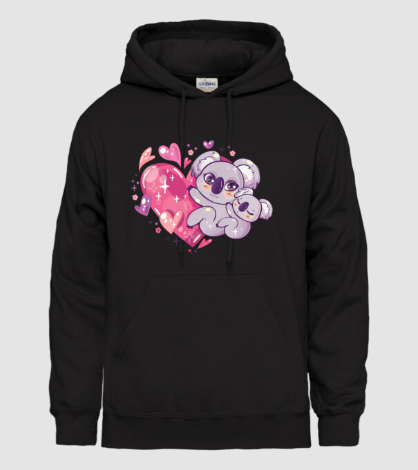 Koala drăguță Anime model negru pe tricou