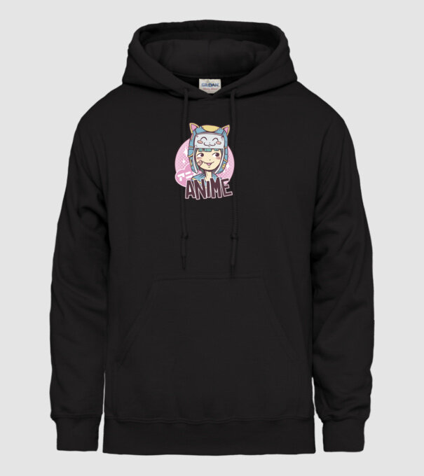 Fată drăguță Anime model negru pe tricou