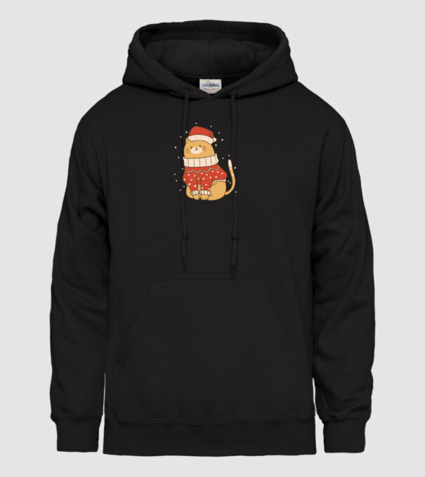 Pisică drăguță de Crăciun model negru pe tricou