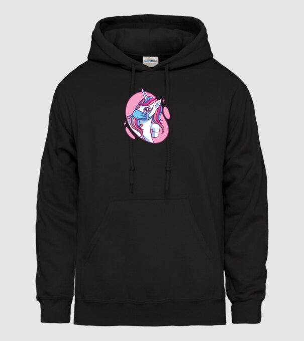 Unicorn drăguț cu mască model negru pe tricou