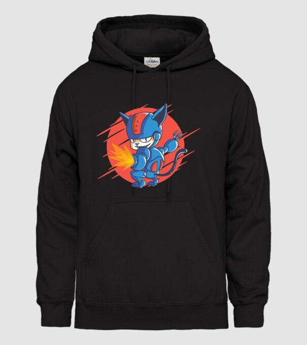 Pisică Cyborg Robot model negru pe tricou