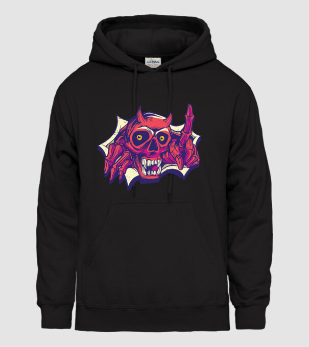 Craniu de Demon model negru pe tricou