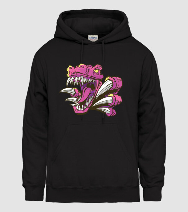 Gheare de dinozaur model negru pe tricou
