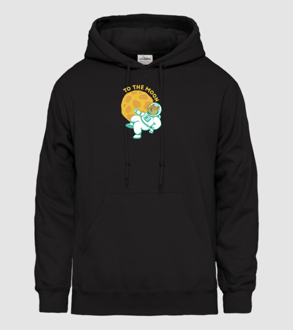 Dogecoin to the moon model negru pe tricou