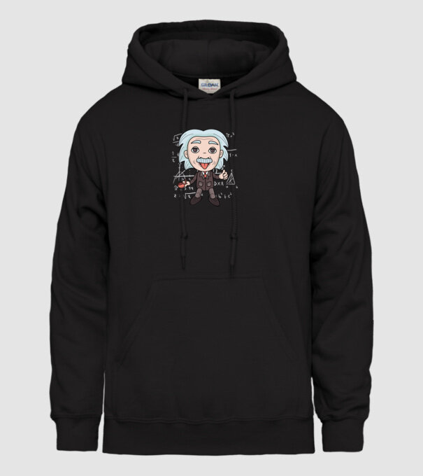 Caricatură Einstein model negru pe tricou