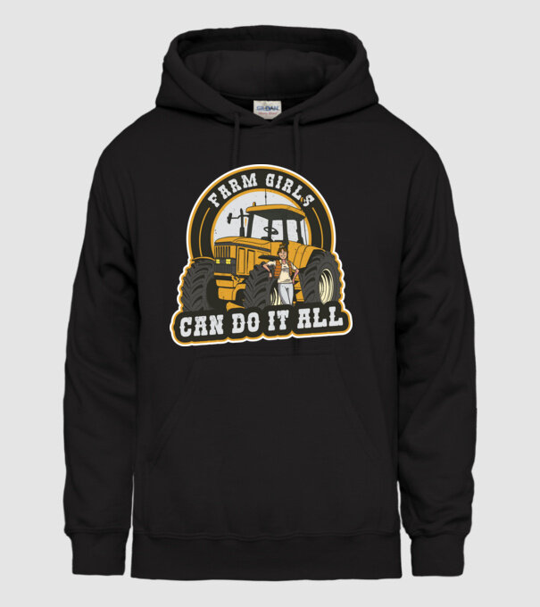 Farm Girls can do it all Tractor model negru pe tricou