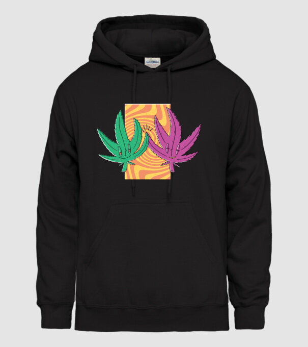 Frunze marijuana salut model negru pe tricou