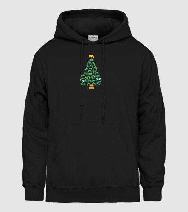 pom de Crăciun Gamer model negru pe tricou