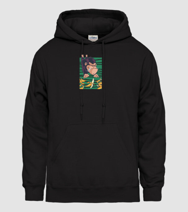 Gorilă Banană model negru pe tricou