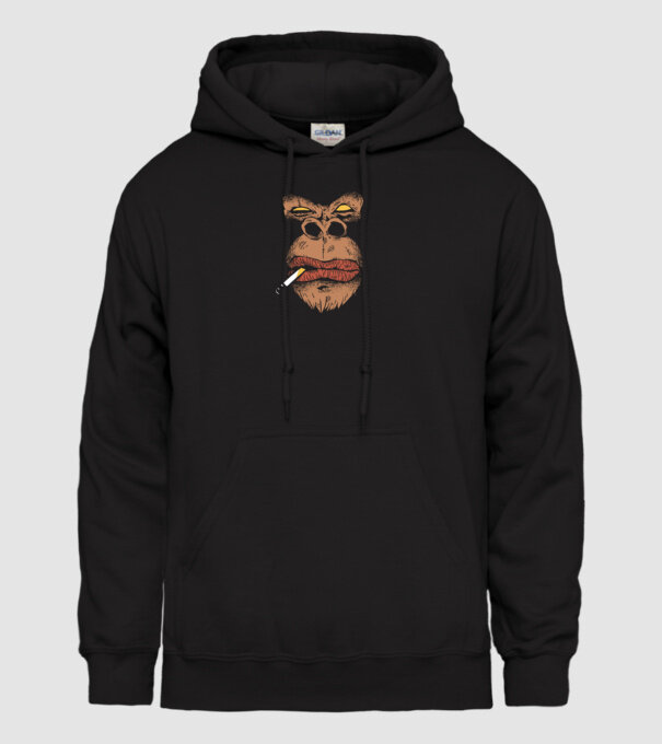 Cap de gorilă cu țigară model negru pe tricou