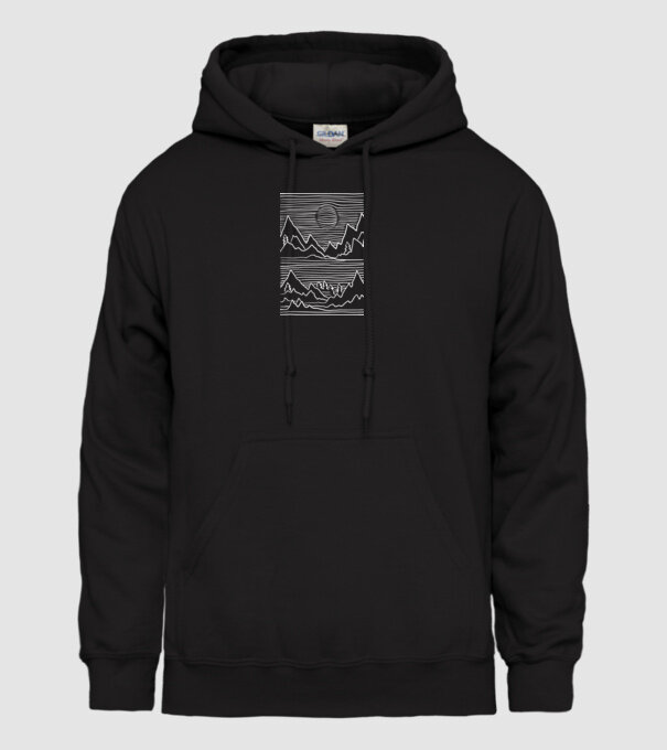 Munți grafică model negru pe tricou