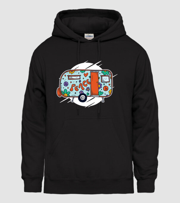 Autorulotă Hippi model negru pe tricou