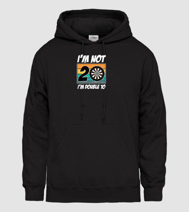 'I''m not 20 I''m double 10 darts birthday' model negru pe tricou