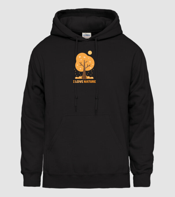 I Love Nature model negru pe tricou