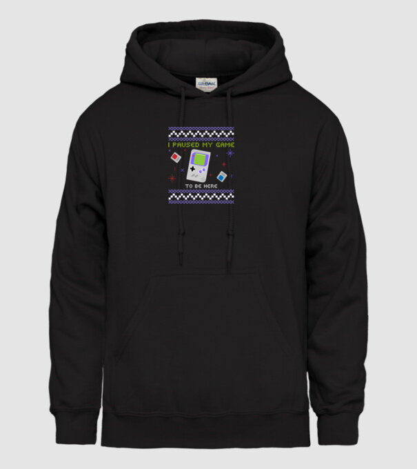 I paused my game to be here - Gamer pulovăr urât model negru pe tricou