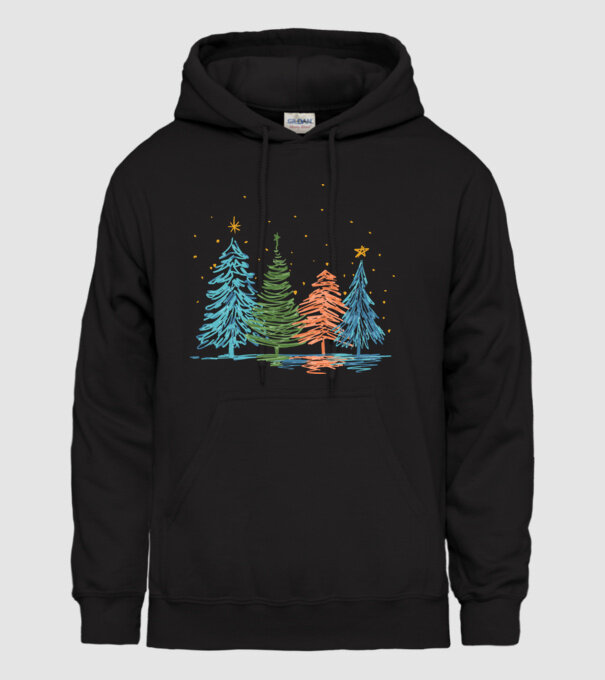Pom de Crăciun desen model negru pe tricou