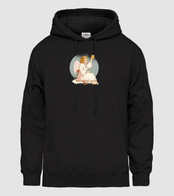 Înger de Crăciun model negru pe tricou