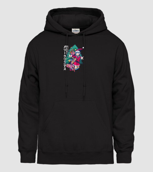 Anime Crăciun model negru pe tricou