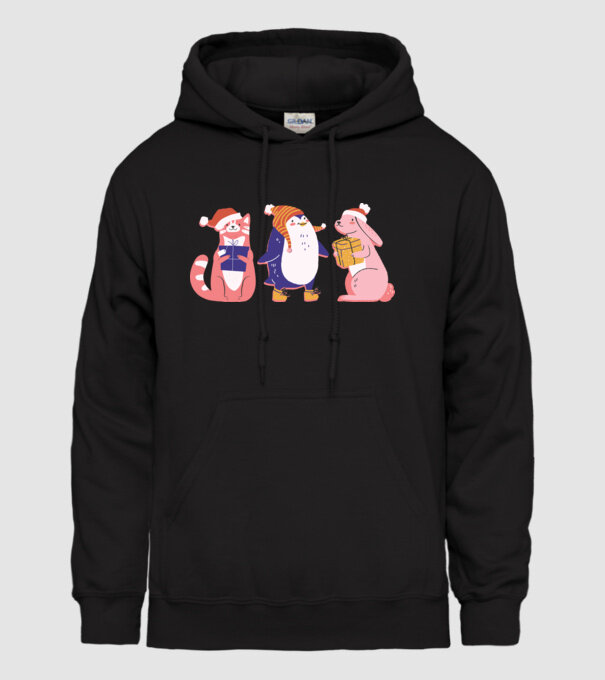 Animale drăguțe de Crăciun model negru pe tricou