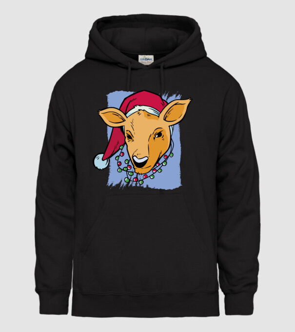 Cerb de Crăciun model negru pe tricou