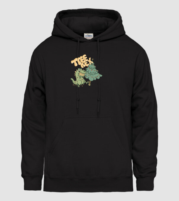 T-rex de Crăciun model negru pe tricou