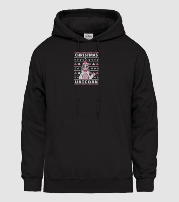 Unicorn de Crăciun pulover urât model negru pe tricou
