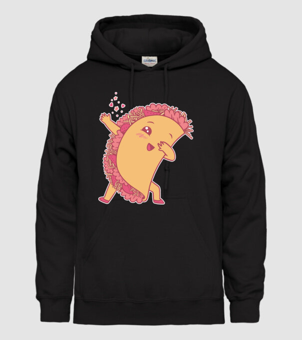 Kawaii Taco DAB model negru pe tricou