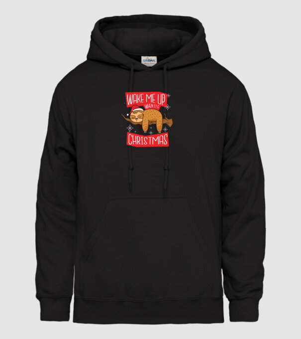 Treziți-mă când e Crăciunul model negru pe tricou
