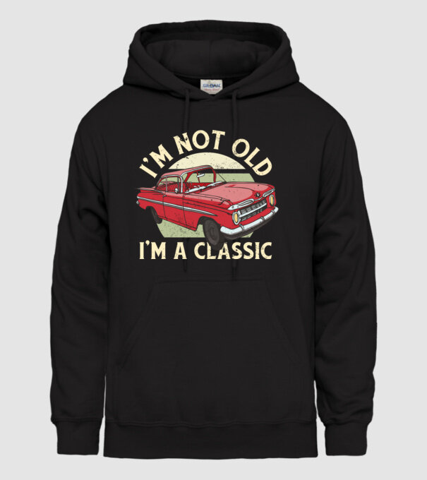 'Mașină clasică - I''m not old I''m a classic' model negru pe tricou