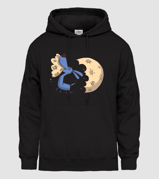Câine Luna Mușcătură model negru pe tricou