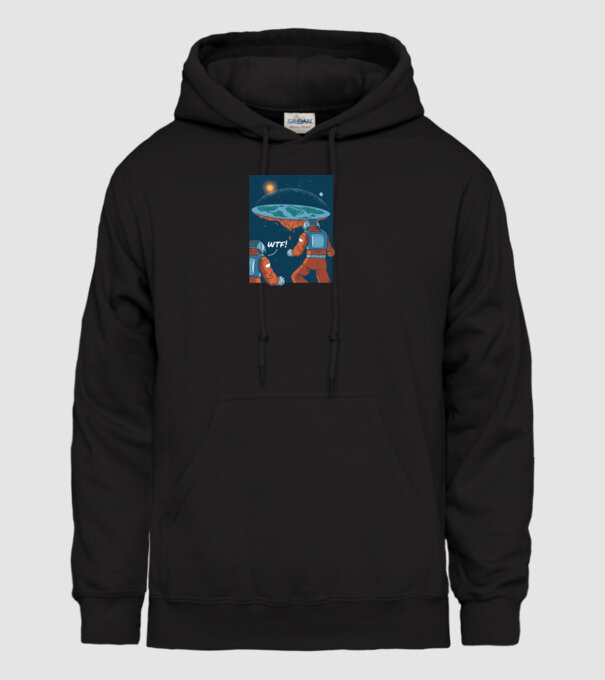 Astronaut Pământ plat model negru pe tricou