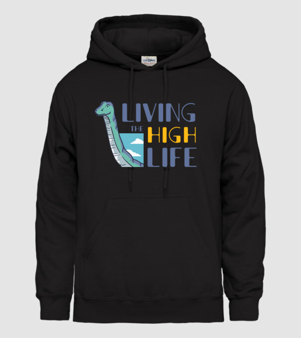 Living the High Life Dinosaur model negru pe tricou