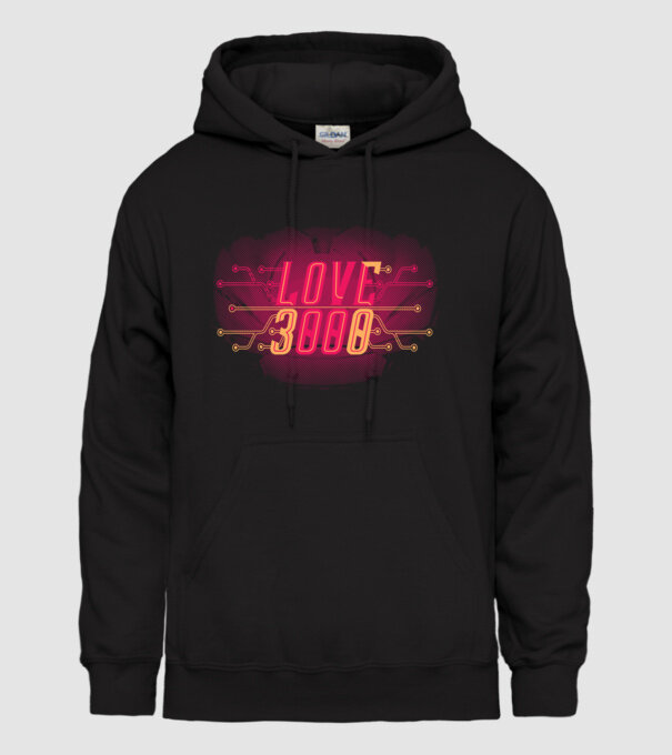 Love 3000 model negru pe tricou