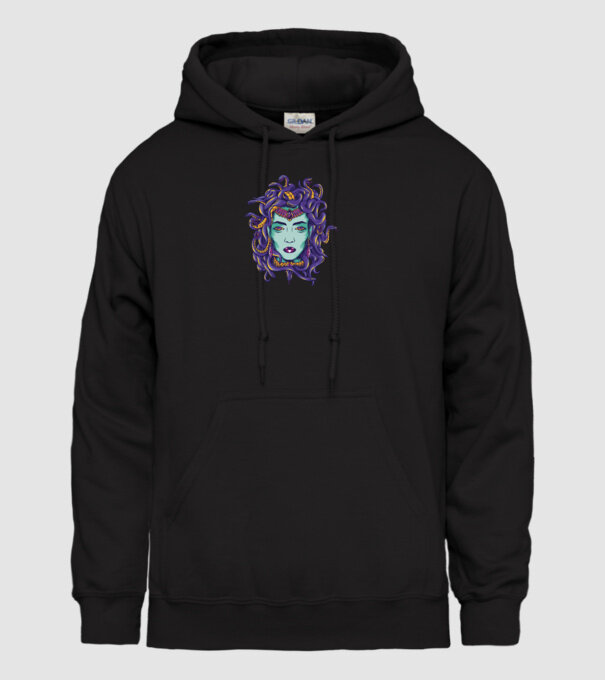 Cap de meduză model negru pe tricou