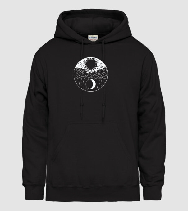 Soare și Lună Jin Jang model negru pe tricou
