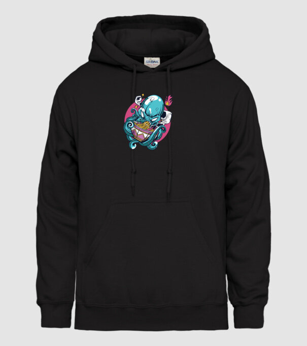 Octopus Ramen model negru pe tricou