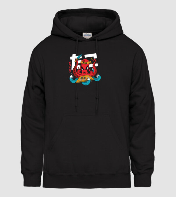 Octopus Sushi model negru pe tricou