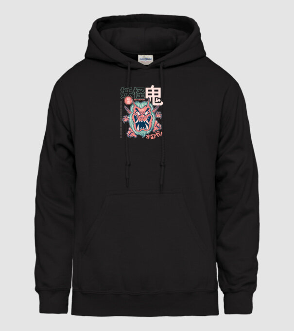 Oni Yokai Anime model negru pe tricou