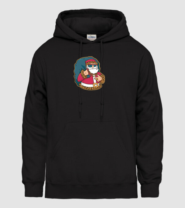 Moș Crăciun Pimp model negru pe tricou