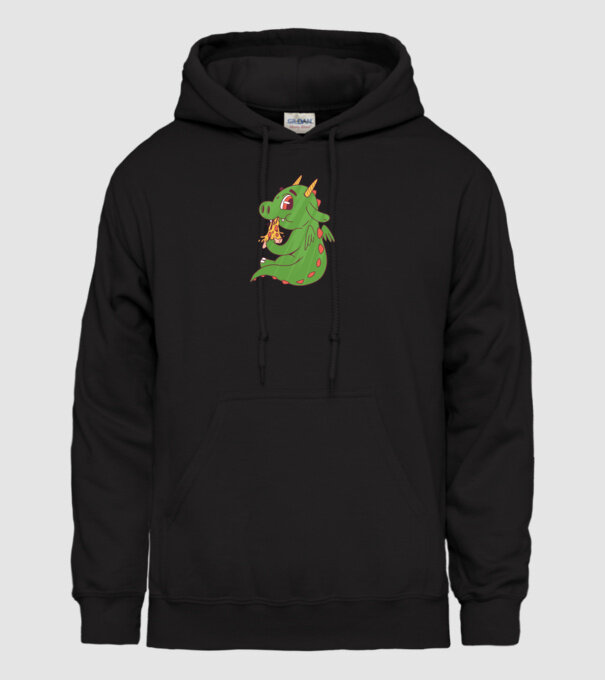Pizza Dino model negru pe tricou
