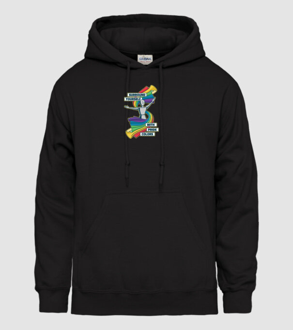 Pride cu curcubeu model negru pe tricou