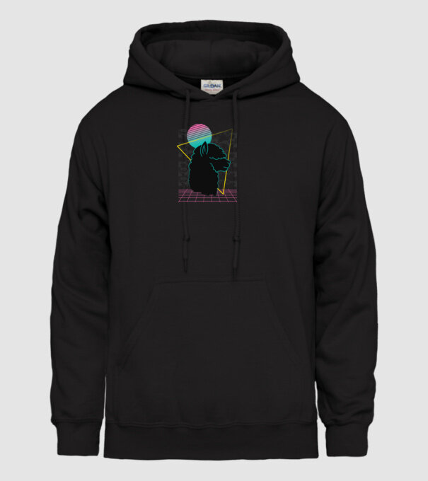 Retro Alpaka model negru pe tricou